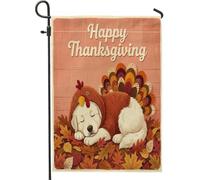 Drapeaux de jardin pour l'automne, Thanksgiving Day Great Pyrénées - 30,5 x 45,7 cm - Double face pour l'extérieur, le plaisir de l'automne - Drapeaux verticaux standard en toile de Turquie - Pour