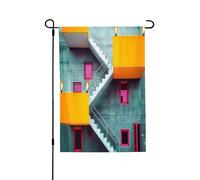 Drapeaux de jardin pour l'extérieur - Architecture colorée - Drapeaux de cour vibrants, parfaits pour Pâques et décoration extérieure, drapeaux de printemps tous temps