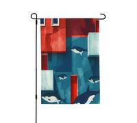 Drapeaux de jardin pour l'extérieur - Aspect abstrait de l'architecture dynamique, parfaits pour Pâques et décoration extérieure, drapeaux de printemps tous temps