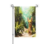 Drapeaux de jardin pour l'extérieur - Chihuahua dans les forêts tropicales - Drapeaux de jardin vibrants pour Pâques et décoration extérieure, drapeaux de printemps toutes saisons