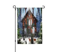 Drapeaux de jardin pour l'extérieur - Drapeaux de jardin vibrants de l'atelier du Père Noël, parfaits pour Pâques et décoration extérieure, drapeaux de printemps toutes saisons