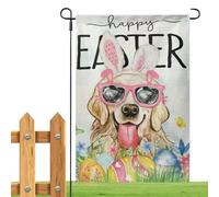 Drapeaux de jardin pour Pâques - Drapeau de jardin de Pâques - Chat avec oreilles de lapin - Drapeaux de saison - 17,7 x 11,8 pouces - Bannière de Pâques double face - Décoration photo pour la maison