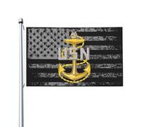 Drapeaux De Jardin Premier Maître Supérieur De La Marine Bannière Jardins Couleurs Vives Bannières Extérieure Résistant Drapeaus Décoratif Pour Festivals Fête Défilé 90X152CM