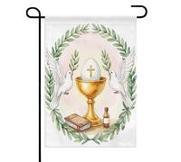 Drapeaux De Jardin Première Communion Religieuse Chrétienne - Colombe Blanche Et Sainte Croix Décorations Pelouse Drapeaux Premium Bannière Extérieure Pour Balcon Fête Célébrations 30X45Cm