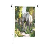 Drapeaux de jardin printaniers de l'éléphant en Utopie pour l'extérieur, parfaits pour les décorations de cour de Pâques et la décoration printanière extérieure