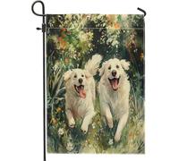 Drapeaux de jardin printaniers des Pyrénées 30,5 x 45,7 cm double face pour extérieur, jolies fleurs florales avant cour arrière maison drapeaux verticaux en toile de jute pour animaux de compagnie