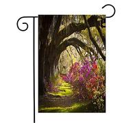 Drapeaux De Jardin Printemps Charleston Sc Plantation Branches Herbe Chêne Vivant Arbres Parcs Rose Extérieur Lever De Soleil Traditionnel Bannière, Pour D'Intérieur, Balcon, 30x45cm