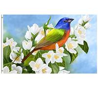 Drapeaux De Jardin Printemps Oiseau Fleur Jasmin Été Saisonnier Bannière Extérieure Garden Flag Résiste Aux Intempéries Pour Balcon Fête Patio 90X150 Cm