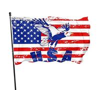Drapeaux De Jardin Pygargue À Tête Blanche En Détresse Aux États-Unis Bannière Jardins Imperméabiliser Drapeau Fierté Résistant Drapeaus Décoratif Pour Défilé Célébrations Festivals 90X152CM