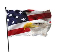 Drapeaux De Jardin Pygargue À Tête Blanche Usa Oiseau Sur Américain Drapeaus Décoratif Durable Drapeau Fierté Résistant Bannière Jardins Pour Balcon Célébrations Défilé 90X152CM