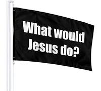 Drapeaux De Jardin Que Ferait Jésus ? Drapeaus Décoratif Imperméabiliser Drapeau Fierté Durable Bannières Extérieure Pour Balcon Défilé Festivals 90X152CM