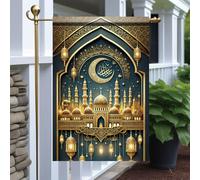 Drapeaux De Jardin Ramadan Blessing Crescent Moon Mosque Lantern Islamic Golden Architecture Premium Treer Drapeau Décorations Pelouse Drapeaux Pour Patio Jardinage S