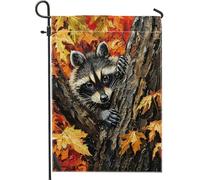 Drapeaux De Jardin Raton Laveur Mignon Et Sauvage Générique D'Automne Résiste Aux Intempéries Pelouse Drapeaux Toutes Les Saisons Garden Flag Pour Célébrations Jardinage 30X45Cm