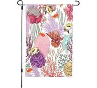 Drapeaux De Jardin Récif Sous-Marin Naturel Et Coloré De Conques Coralliennes Bannière De Drapeaux Couleurs Vives Traditionnel Bannière, Pour Les Bureaux, Les Défilés, Balcon, 30x45cm