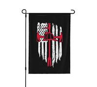 Drapeaux De Jardin Reflective American Firefighter Red Line Fire Department Résiste Aux Intempéries Garden Flag Premium Bannière Extérieure Pour Célébrations Jardinage Balcon Fête S