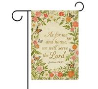 Drapeaux De Jardin Religieux Quant À Moi Et À Ma Maison, Nous Servirons Le Seigneur Drapeau De Bienvenue Imprimé Couleurs Vives Bannière, Pour Balcon, Les Défilés, D'Intérieur, 30x45cm