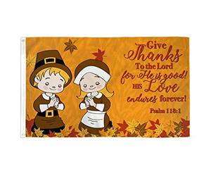 Drapeaux De Jardin Rendons Grâce Au Seigneur Rendons Grâce Bannière Extérieure Treer Drapeau Toutes Les Saisons Pour Balcon Fête Célébrations 90X150 Cm