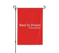Drapeaux de jardin « Repose en puissance » Charlie Kirk 28 "x40 " Bannière double face sans mât