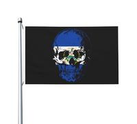 Drapeaux De Jardin République Salvadorienne Et Crâne Drapeaus Décoratif Durable Drapeau Fierté Imperméabiliser Bannières Extérieure Pour Fête Défilé Balcon 90X150CM