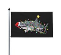 Drapeaux De Jardin Requin De Noël Bannière Jardins Decoration Drapeau Fierté Résistant Drapeaus Décoratif Pour Fête Festivals Défilé 90X150CM