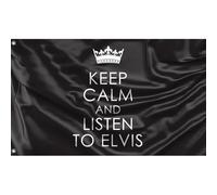 Drapeaux De Jardin Restez Calme Et Écoutez Elvis Bannière De Jardin Personnalisée Bannières Extérieure Pour Cour Carnavals Décoration 90X150 CM
