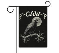 Drapeaux de jardin rétro F-Caw-F Black Raven Crow, double face, pour décoration extérieure, 32 x 47 cm