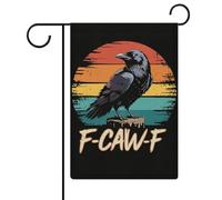 Drapeaux de jardin rétro F-Caw-F Black Raven Crow, double face, pour décoration extérieure, 32 x 47 cm