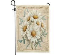 Drapeaux de jardin rétro marguerites 30,5 x 45,7 cm double face pour extérieur, fleurs esthétiques, drapeaux de pelouse standard, hippie, funky, floral, arrière-cour, petite maison, décoration