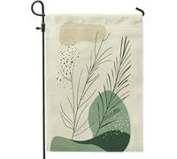Drapeaux de jardin rétro printaniers de pin 30,5 x 45,7 cm double face pour extérieur, feuilles de plantes du milieu du siècle, drapeaux d'extérieur en toile standard, décoration botanique avant cour