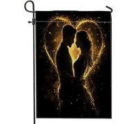 Drapeaux de jardin romantiques pour la Saint-Valentin - 30,5 x 45,7 cm - Double face pour l'extérieur, homme et femme - Motif de mariage - En toile standard - Drapeaux de maison, amant, cour