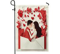 Drapeaux de jardin romantiques pour la Saint-Valentin - 30,5 x 45,7 cm - Double face pour l'extérieur - Motif abstrait homme et femme - En toile standard - Pour maison, amant, cour, cour, pelouse