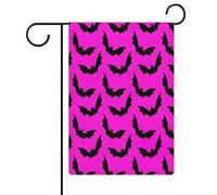 Drapeaux de jardin roses à motif de chauves-souris d'Halloween, double face, pour décoration extérieure, 32 x 47 cm