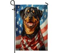 Drapeaux de jardin Rottweilers du 4 juillet 30,5 x 45,7 cm pour extérieur, drapeau vertical standard en lin pour maison, jardin, pelouse, décoration extérieure