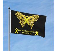 Drapeaux De Jardin Ruban Papillon De Sensibilisation À La Prévention Du Suicide Suspendre Drapeau Décoratif De Jardin Imperméable Bannière Décorative Pour Bureaux Vacances Fête 3X5 Ft