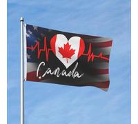 Drapeaux De Jardin Rythme Cardiaque Du Canada Coupe-Vent Et Étancheune Drapeau Extérieur Résiste Aux Intempéries Treer Drapeau Pour Balcon Fête Ferme Célébrations 90X150Cm