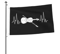 Drapeaux De Jardin Rythme De Cœur Au Violon Bannières Extérieure Vintage Bannière De Cour Pour Pelouse Balcon Vacances 90X150 CM