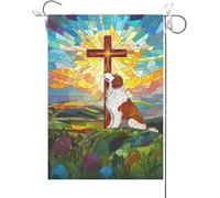 Drapeaux De Jardin Saint Bernard Pâques Religieux Chrétien Bannières Extérieure Durable Drapeaus Décoratif Résistant Bannière Jardins Pour Défilé Célébrations Balcon 30X45CM