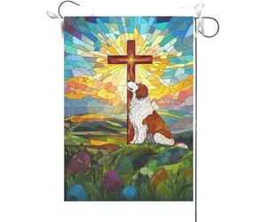 Drapeaux De Jardin Saint Bernard Pâques Religieux Chrétien Bannières Extérieure Durable Drapeaus Décoratif Résistant Bannière Jardins Pour Défilé Célébrations Balcon 30X45CM