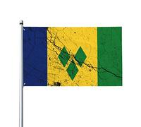 Drapeaux De Jardin Saint-Vincent-Et-Les Grenadines Drapeaux Décoratifs D'Extérieur Vintage Bannière De Cour Pour Pelouse Vacances Balcon 90X150 CM