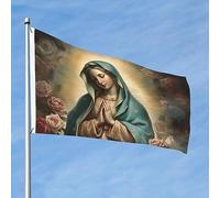 Drapeaux De Jardin Sainte Marie Bienheureuse Vierge Marie Notre-Dame De Guadalupe Mère De Dieu Bannière Jardins Résistant Drapeaus Décoratif Couleurs Vives Bannières Extérieure Pour 90X152CM