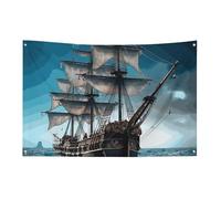 Drapeaux de jardin saisonniers - Décoration de maison de printemps - Bateau pirate double face - Pour décoration de festival en plein air