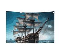 Drapeaux de jardin saisonniers - Décoration de maison de printemps - Bateau pirate double face - Pour décoration de festival en plein air
