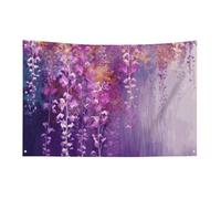 Drapeaux de jardin saisonniers - Décoration de maison de printemps - Fleur violette pleurante abstraite - Drapeaux de cour double face pour décoration de festival en plein air