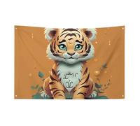 Drapeaux de jardin saisonniers double face Année du tigre drôle Grand drapeau pour terrasse, pelouse, maison, extérieur, décoration de vacances