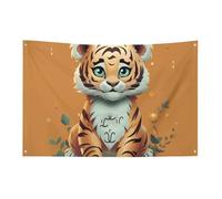 Drapeaux de jardin saisonniers double face Année du tigre drôle Grand drapeau pour terrasse, pelouse, maison, extérieur, décoration de vacances