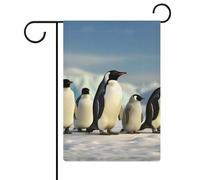 Drapeaux de jardin saisonniers double face avec cinq pingouins pour l'extérieur pour Noël, décoration de jardin