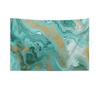Drapeaux de jardin saisonniers double face en marbre bleu sarcelle et or grand drapeau pour terrasse, pelouse, maison, extérieur, décoration de vacances
