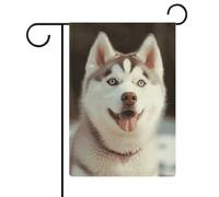 Drapeaux de jardin saisonniers double face Husky Piquant Dog pour l'extérieur pour Noël, décoration de jardin