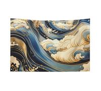 Drapeaux de jardin saisonniers double face - Images de vagues bleues - Grand drapeau pour terrasse, pelouse, maison, extérieur - Décoration de vacances