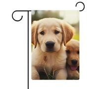 Drapeaux de jardin saisonniers double face - Joli chiot golden retriever - Pour l'extérieur - Pour Noël, décoration de jardin
